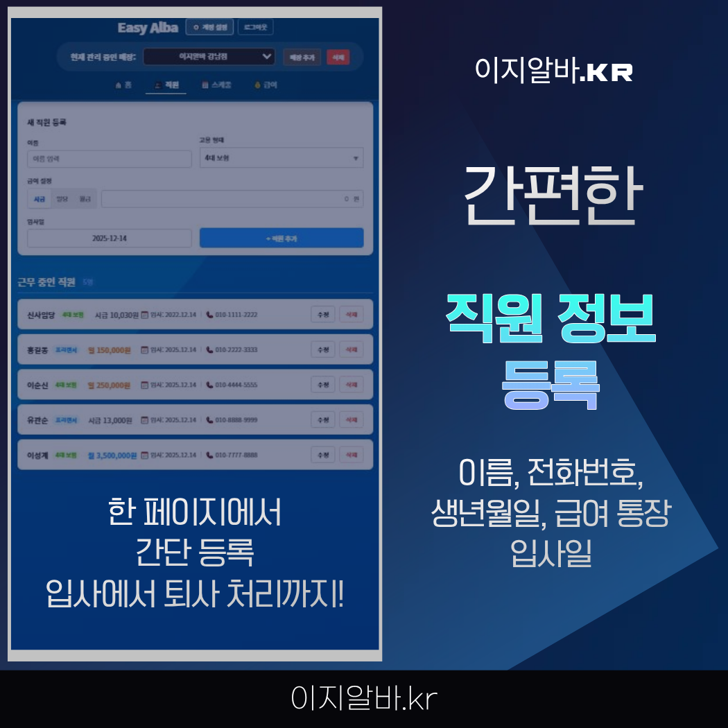 복잡한 직원 정보, 한 페이지에서 끝